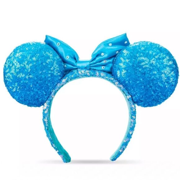 Minnie Mouse Sequin Ears Headband Aqua Blue Disney NWT main image 6